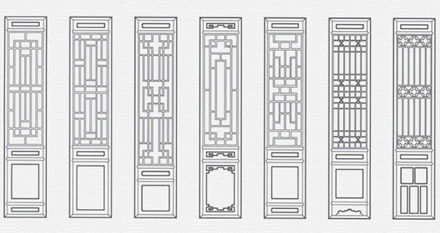 蕉城常用中式仿古花窗图案隔断设计图