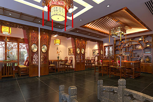 蕉城优雅恬淡中式茶叶店装修设计效果图