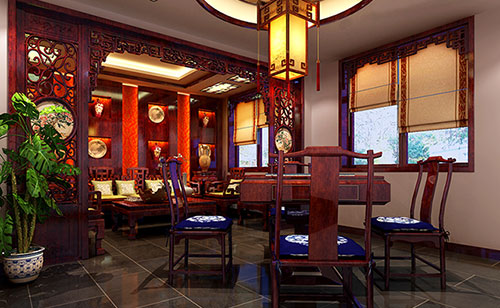 蕉城古典中式风格茶楼包间设计装修效果图
